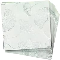 Gingko Silver Foil Stamp Premium Paper Lunch Napkins - 24 Packs of 20 - Elegant, Ultra-Soft, Absorbent, and Eco-Friendly Bulk Napkins for Events & Home