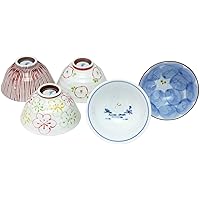 有田焼うつわ紀行(Aritayaki Utsuwa) 52549 Rice Bowl, White, 4.3 inches (11 cm), Hasami Yaki, Fukumine Kiln, Change Picture, Small, 5-Piece Set