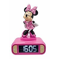 Disney Minnie, Minnie Nightlight Alarm Clock, Sounds and Melodies, LCD Backlit Screen, Luminous, Snooze, Pink, RL800MN