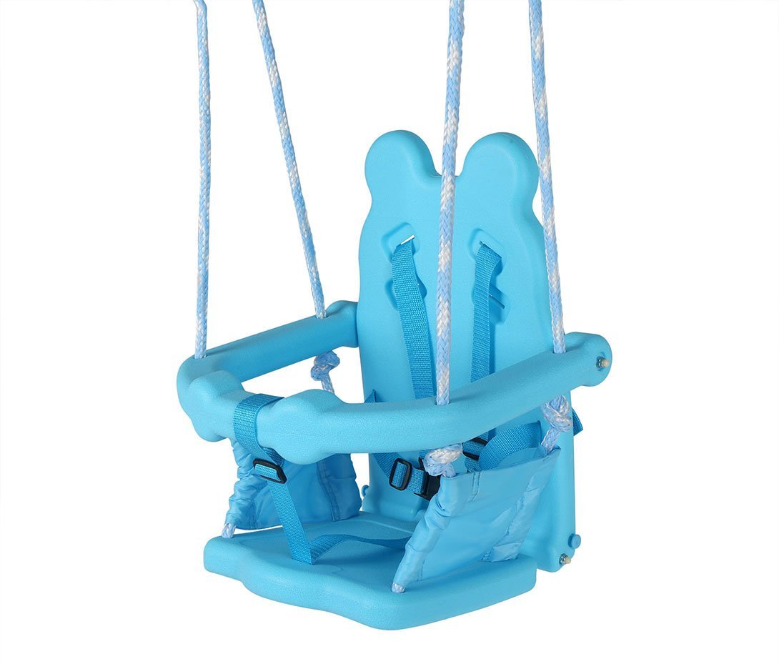 Sportspower My First Toddler Swing - Heavy-Duty Baby Indoor/Outdoor Swing Set with Safety Harness Blue