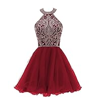 Homecoming Dresses 2019 Gold Lace Appliques Short Tulle Bridesmaid Dress 16W