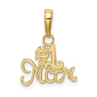14k Yellow Gold Textured Polished Number 1 Mom Charm Pendant Necklace Measures 15x15mm Wide Jewelry Gifts for Women