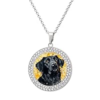 Black Labrador Retriever Dog Customized Necklace Picture Pendant Elegant Multicolored Diamond Jewelry for Women