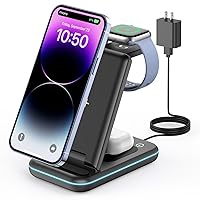 Wireless Charging Stand, GEEKERA 3 in 1 Wireless Charger Dock Station for iPhone 15 14 13 12 11 Pro Max Plus XR XS 8 Plus, Apple Watch Ultra/9/SE/8/7/6/5/4/3/2, AirPods Pro/3