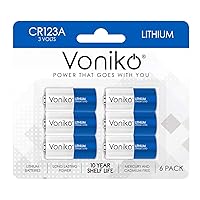 Voniko CR123A Lithium Batteries (6-Pack) – Photo Lithium Battery –3 Volt 123 Battery Lithium 10 Years Shelf Life – UL&RoHS Certified for Security and Medical Equipment