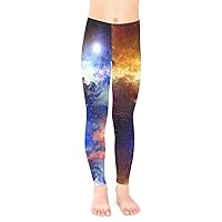 PattyCandy Galaxy Celestial and Night Sky Pattern Unisex Little & Big Kids Long Stretch Leggings,Size:2-16