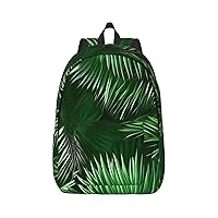 Green Leaves Of Palm Tree Tropical Plants Print Canvas Laptop Backpack Outdoor Casual Travel Bag School Daypack Book Bag For Men Women