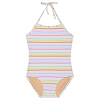 Girl's Rainbow Stripes One-Piece Swimsuit (Toddler/Little Kids/Big Kids) Rainbow 5-6 Little Kid
