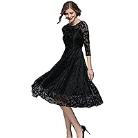 Formal Gowns and Evening Dresses for Women Cocktail Party Plus Size O-Neck Lace Vestidos