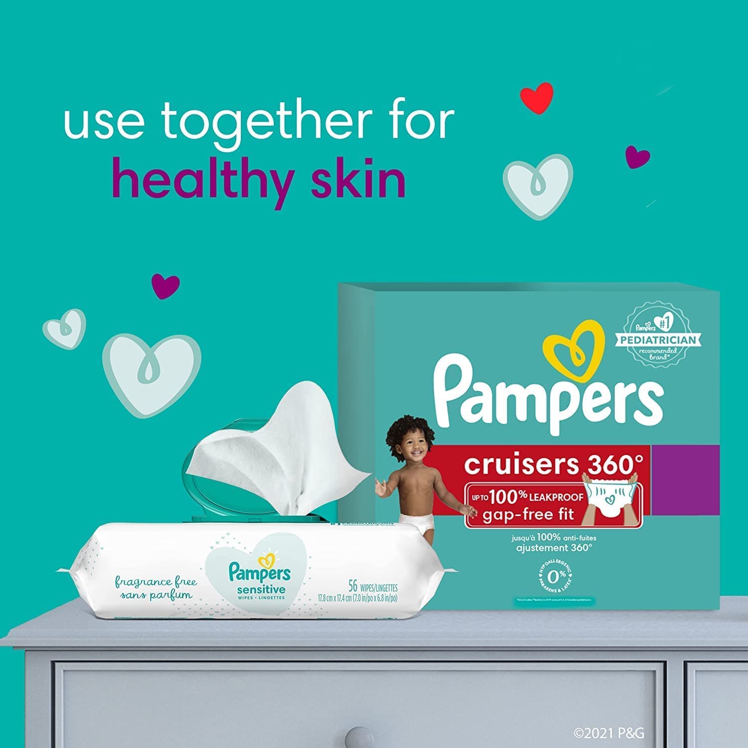 Pampers Diapers Size 4, 144 Count - Pull On Cruisers 360° Fit Disposable Baby Diapers with Stretchy Waistband, (Packaging & Prints May Vary)