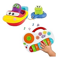 KiddoLab Bath Boat & Musical Piano Combo - Pull & Go Bathtub Toy and Interactive Keyboard for Toddlers 1-3 Years Old - Fun Learning and Playtime.