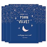 FACETORY Moon Velvet Moisturizing Cream with Jojoba Oil Sheet Mask - Moisturizing, Brightening, and Anti-Aging (Pack of 5)