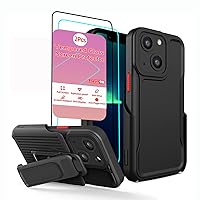 for iPhone 14 Case with Screen Protector Shockproof Armor iPhone 14 Case with Holster Black Belt Clip Safe Wireless Charging iPhone 14 Case Military Grade iPhone 14case for Men Women