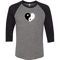 Yin Yang Heart Eco Raglan 3/4 Sleeve Yoga Tee Shirt