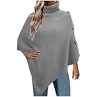 Women Turtleneck Pullover Sweater Trendy Irregular Jumper Tops Pullover Cape Sweaters Loose Casual Knit Jumpers