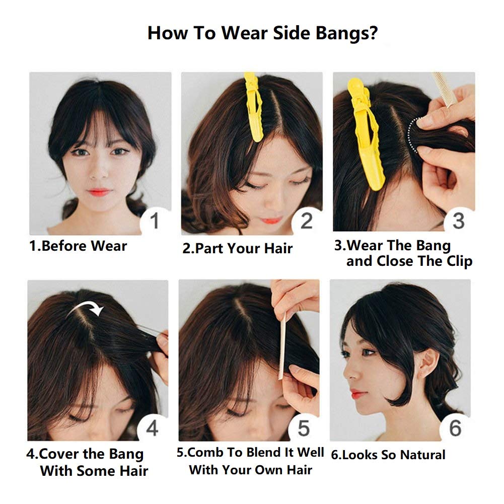 Mua Dsoar Side Bangs Clip In Real Human Hair Bang Natural Clip On Side Bangs Straight Fringe 2073