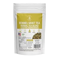 Fennel Seeds Tea With Peppermint, Licorice, Fenugreek Seeds| Caffeine Free Herbal Detox Tea Blend That Promotes Digestive Health| 3.5oz (100g)| Made in USA