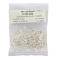 Beadalon RT934 Small Hook and Eye Clasps, Silver Plate, Set of 144