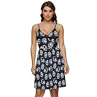 CowCow Womens Sexy V-Neck Summer Dress with Pockets Fun Dragon Pattern Traditional Party Sleeveless Dress, XS-5XL