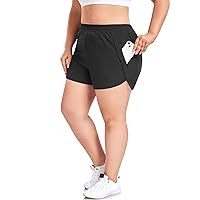 COOTRY Women's Plus Size Athletic Shorts High Waisted Gym Shorts Pocket Running Workout Clothes with Liner