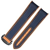 20mm 22mm Rubber Nylon Silicone Watch Band For Omega GMT Planet Ocean Seamaster Diver 300 Curved End Orange Watch Strap