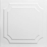 A La Maison Ceilings R08 Virginian Foam Glue-up Ceiling Tile (21.6 sq. ft./Case), Pack of 8, Plain White