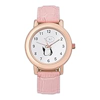 Penguin Hi Fashion Leather Strap Women's Watches Easy Read Quartz Wrist Watch Gift for Ladies
