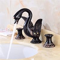 Faucets, Sink Faucet,Bathroom Basin Faucet Total Brass Sink Mixer Tap Hot and Cold Sfaucet Bathroom Carving Dual Handle/Black