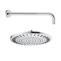 BRIGHT SHOWERS Rain Shower Head, 9 Inch High Pressure Waterfall Showerhead with 16 Inch Shower Head Extension Arm, Chrome