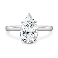 Kiara Gems 2 Carat Pear Moissanite Engagement Ring Wedding Ring Eternity Band Vintage Solitaire Halo Setting Silver Jewelry Anniversary Promise Vintage Ring Gift for Her