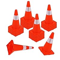 20Pack Traffic Cones 18 inch, Safety Cones, PVC Orange Cones with Reflective Collars, Parking Training Construction Plastic Road Cones for Parking Lot, Driveway Road, Traffic Control
