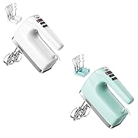 9-Speed 400W Digital Hand Mixer Electric Handheld with Timer, Mint and White, 2 Packs