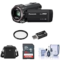 Panasonic HC-V785K Full HD Camcorder with 20x Optical Zoom Bundle with 32GB SD Memory Card, Shoulder Bag, 49mm Multi Coated UV Slim Filter, Cleaning Kit, Card Reader