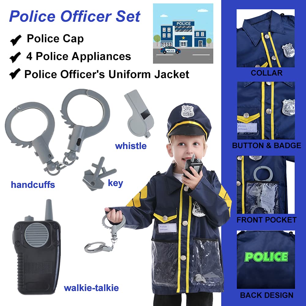 TOPTIE 5 Sets Kids Dress Up Costumes for Preschool, Doctor Firefighter Police Surgeon Construction Worker for Boys Girls