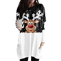 SNKSDGM Women Holiday Graphic Merry Letter Printed Graphic Sweatshirts Blouse T Shirts Raglan Baseball Christmas Pullover