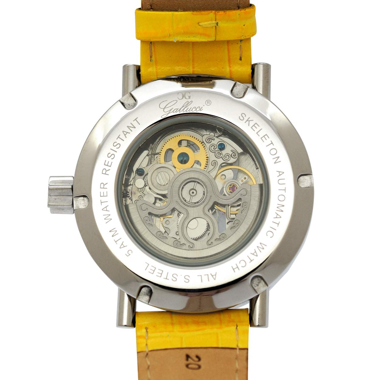 Gallucci Ladies Casual Skeleton Automatic Wrist Watch with a Flower Pattern Dial and Luminous Hands