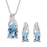Shop LC Costume Jewelry Set for Women Drop Earrings Bridal Necklace 925 Sterling Silver Stainless Steel Bride Size 20'' Birthday Gifts, 20, Metal