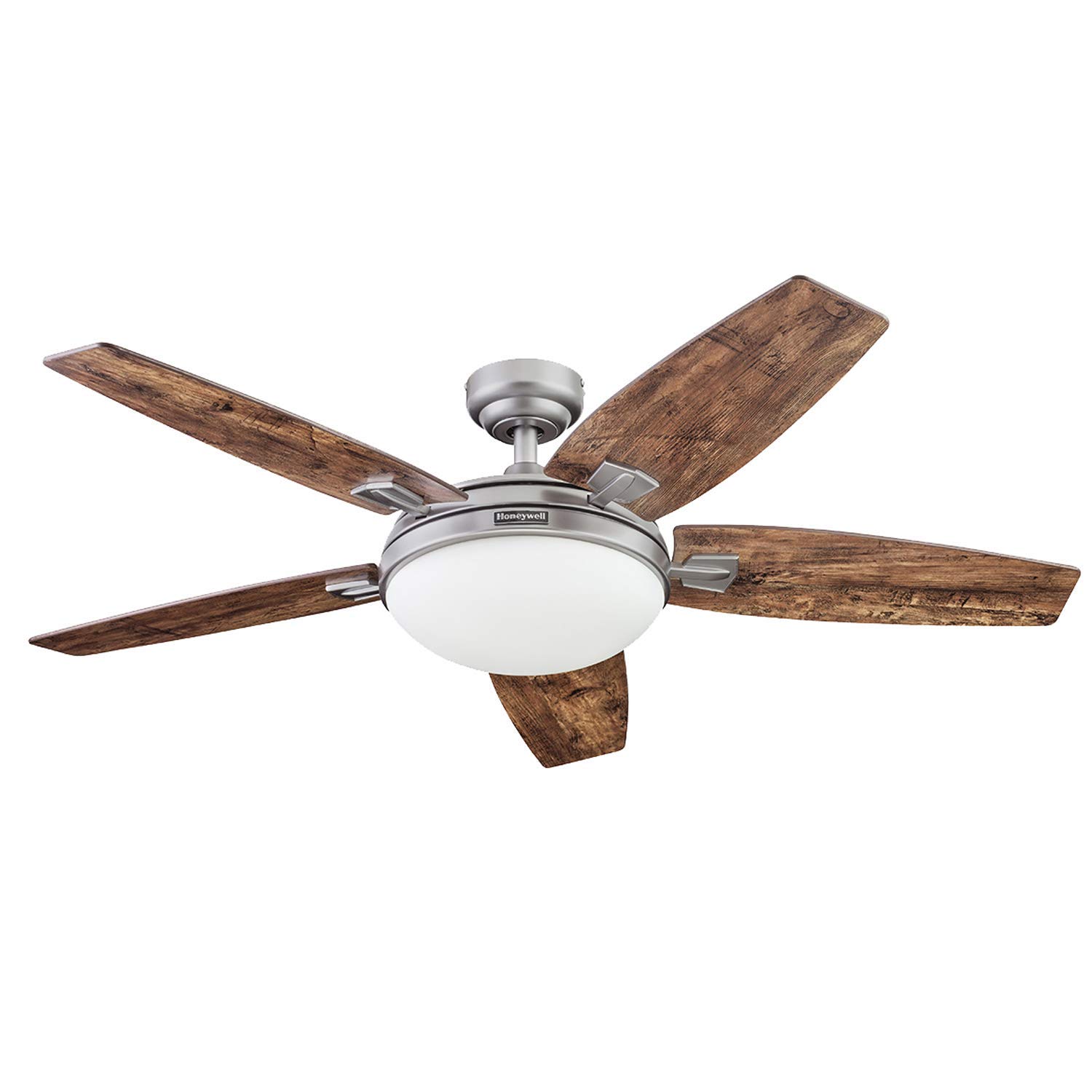 Honeywell Ceiling Fans Carmel, 48 Inch Contemporary Indoor LED Ceiling Fan with Light, Remote Control, Dual Mounting Options, Dual Finish Blades, Reversible Motor - 51627-01 (Pewter)