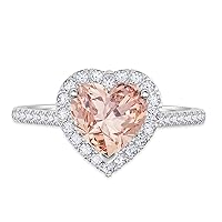 My Trio Rings Amber 2 1/3 ct tw. Heart Morganite Engagement Ring 10K White Gold