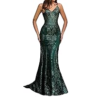 Mermaid Sparkle Prom Dress V Neck Sleeveless Court Train Lace Celebrity Dress with Sequin Crystals Embroidery 2024