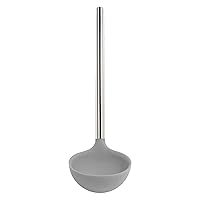 Tovolo Silicone Ladle With Stainless Steel Handle Deep Spoon With Reinforced Nylon Core, Perfect Kitchen Utensil for Soup, Stew, Sauce & Punch, Oyster Gray