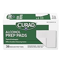 CURAD Medium 2-Ply Sterile Alcohol Prep Pads, Essential for First Aid Kits, 36/Box, Pack of 30