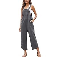Flygo Women's Casual Cotton Wide Leg Overalls Baggy Rompers Jumpsuit with Pockets