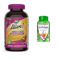 Alive! Women’s 50+ Daily Gummy Multivitamin & vitafusion Chewable Calcium Gummy Vitamins for Bone and Teeth Support