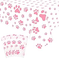 KEFAN 4 Pack Puppy Dog Pet Paw Print Plastic Tablecloth Table Cover Pink Paw Birthday Party Decorations Dog Party Decorations, Puppy Party Supplies for Dog Cat Birthday Party (51 Inch x 86 Inch) (4)