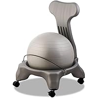 Champion Sports Exercise Ball Chair with Included Hand Air Pump: FitPro Balance Ball Chair with Wheels and Back Support – Multiple Styles