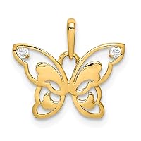 14K Yellow Gold Polished Synthetic CZ Butterfly Pendant