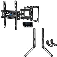 Mounting Dream Full Motion TV Wall Mount and Soundbar Bracket Bundle, TV Bracket for 26-55 Inch TVs, Max VESA 400x400mm and 99 LBS, Sound Bar Mount for Mounting Above or Under TV Up to 15 LBS