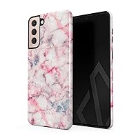 BURGA Phone Case Compatible with Samsung Galaxy S21 Plus - Hybrid 2-Layer Hard Shell + Silicone Protective Case -Raspberry Jam Pink Candy Marble - Scratch-Resistant Shockproof Cover