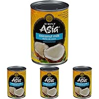 Simply Asia Unsweetened Coconut Milk, 13.66 fl oz - One 13.66 Ounce Can of Unsweetened Coconut Milk, Gluten and Dairy Free, Perfect Alternative for Cooking, Baking and Beverages (Pack of 4)